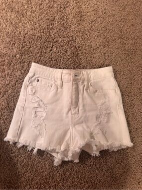 The NEW Boutique White Distressed High-Rise Denim Shorts